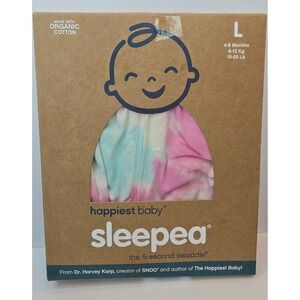Happiest Baby Sleepea 5-Second Swaddle Organic Cotton Tie Dye Pink Blue Large L